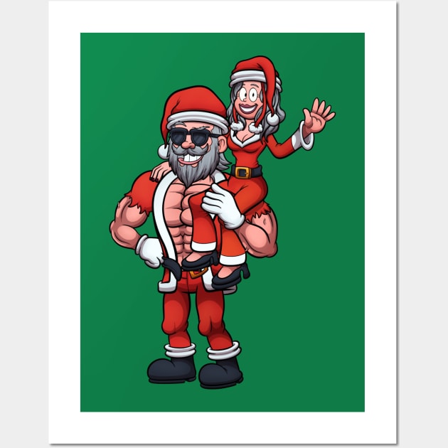 Strong Santa Claus Lifting Mrs Claus Wall Art by TheMaskedTooner